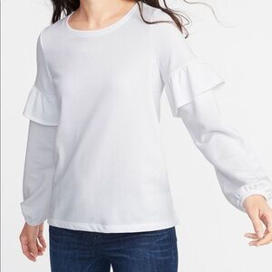 Old Navy White Ruffle Bohemian Sweatshirt‎ Size Small